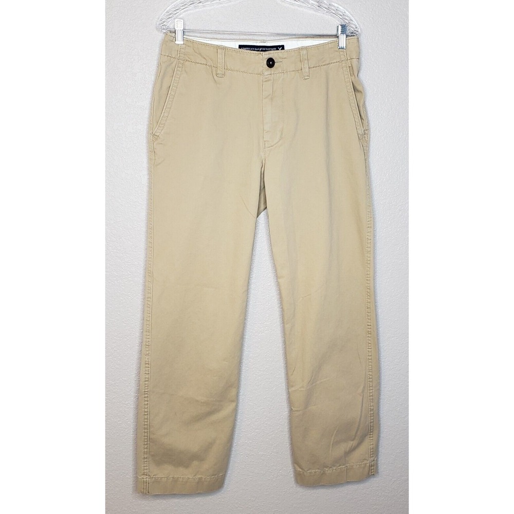 American Eagle Outfitters Mens Pants 32x32 Khaki Flat Front Relaxed Fit Chino